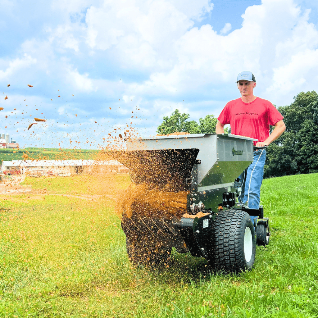 Adding compost to lawn