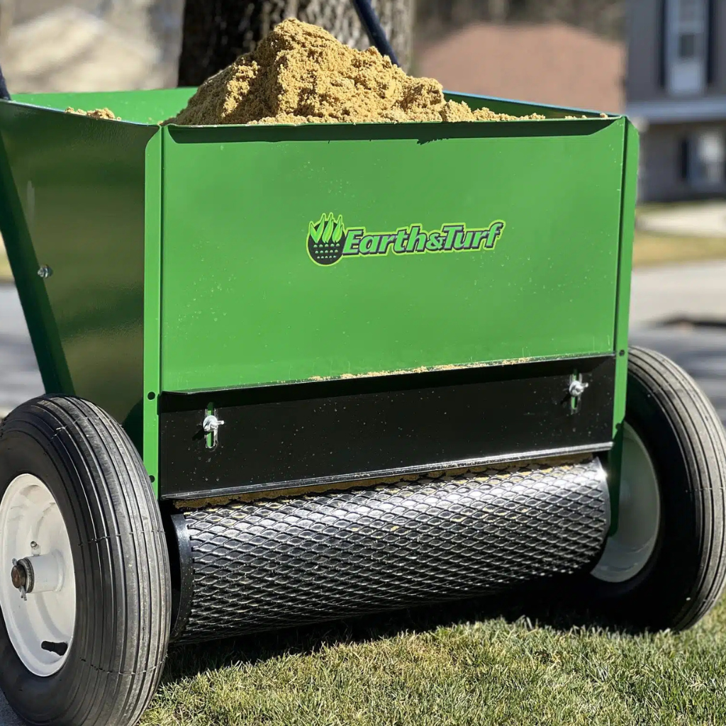 Adding compost to lawn